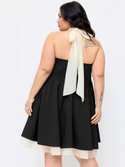 Halter Neck Bowknot A-line Mini Dress Curve & Plus