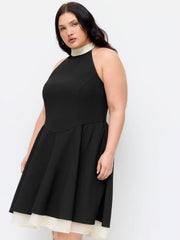 Halter Neck Bowknot A-line Mini Dress Curve & Plus