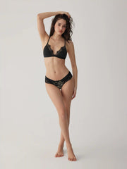 Satin Lace Trim Triangle Bralette
