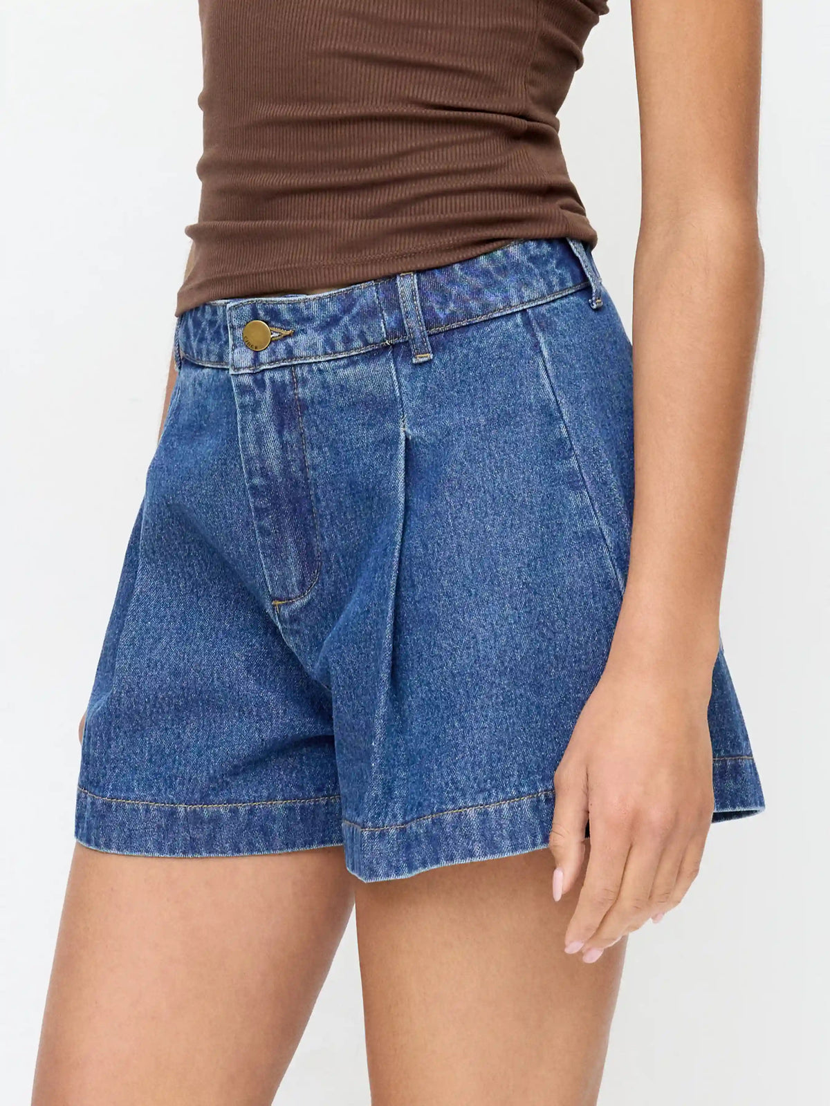 Denim Mid Rise Wide Leg Shorts