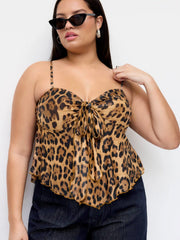Leopard Print Twist Knotted Cami Top