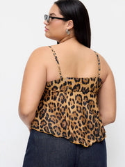Leopard Print Twist Knotted Cami Top