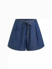 Denim Mid Rise Bowknot Shorts Curve & Plus