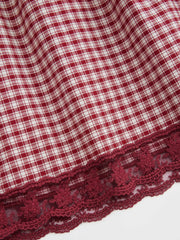 Cotton-blend Mid Rise Gingham Lace Flared Maxi Skirt Curve & Plus
