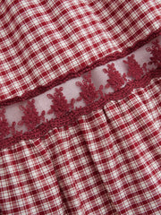 Cotton-blend Mid Rise Gingham Lace Flared Maxi Skirt Curve & Plus