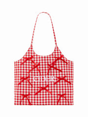 CIDER ICON BOWKNOT & GINGHAM TOTE BAG