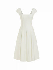 Square Neck Short Sleeve Wrap A-line Maxi Dress
