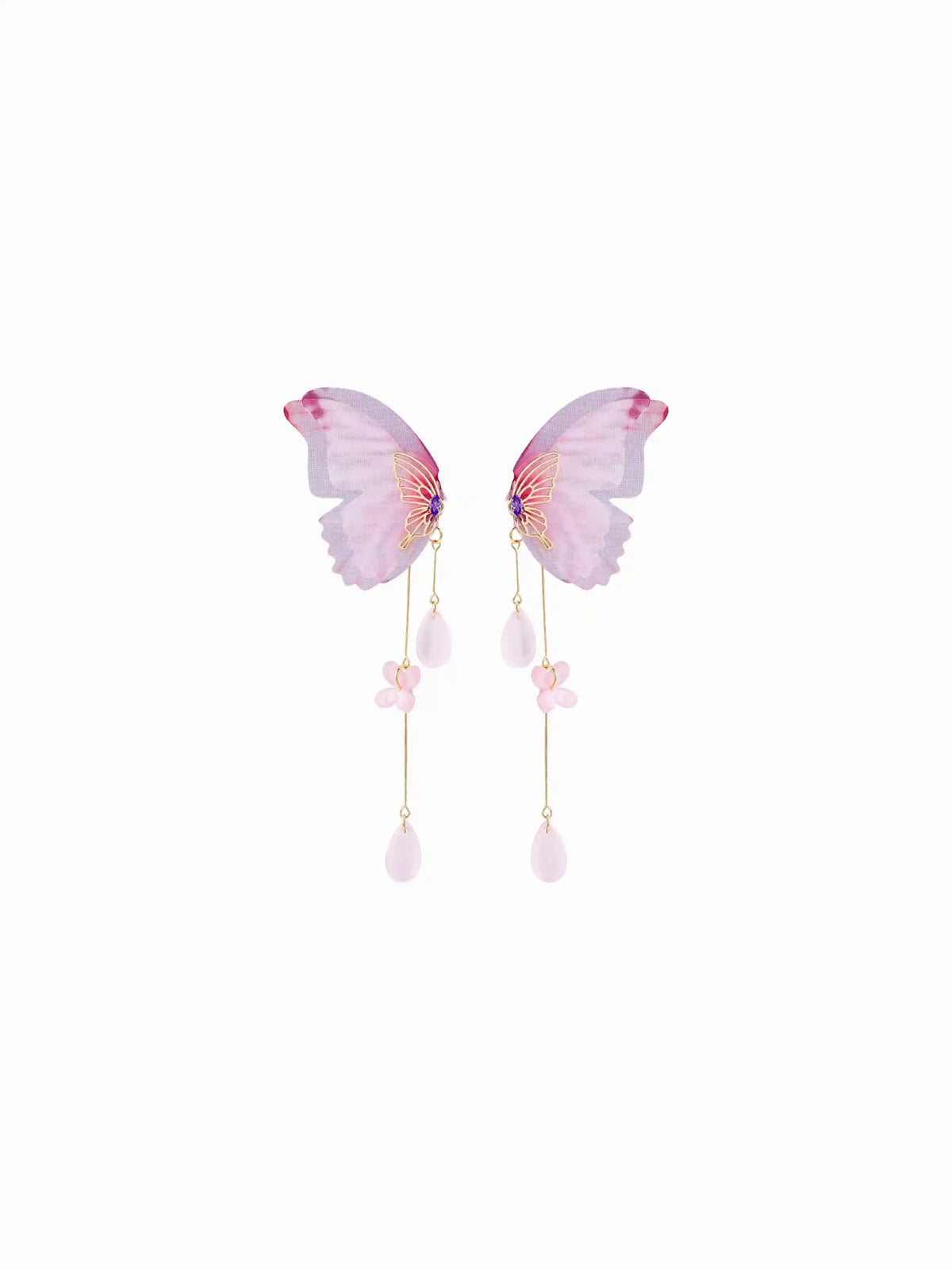 BUTTERFLY & ZIRCON DROP EARRINGS