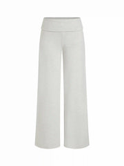 High Stretch Cotton-blend Fold Over Low Rise Straight Leg Trousers