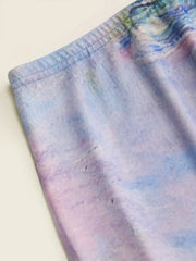 Mesh Oil Painting Mid Rise Lettuce Trim Mermaid Maxi Skirt Curve & Plus