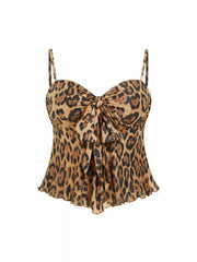 Leopard Print Twist Knotted Cami Top