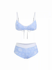 Scoop Neckline Shell & Starfish Graphic Contrast Binding Bracelet Bikini Set With Cover Up Shorts