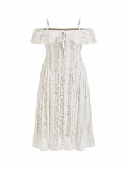 Lace Off-Shoulder Knotted Flared Maxi Dress Curve & Plus