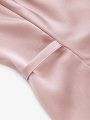 Satin Collar Tie Front Knotted Blouse Curve & Plus