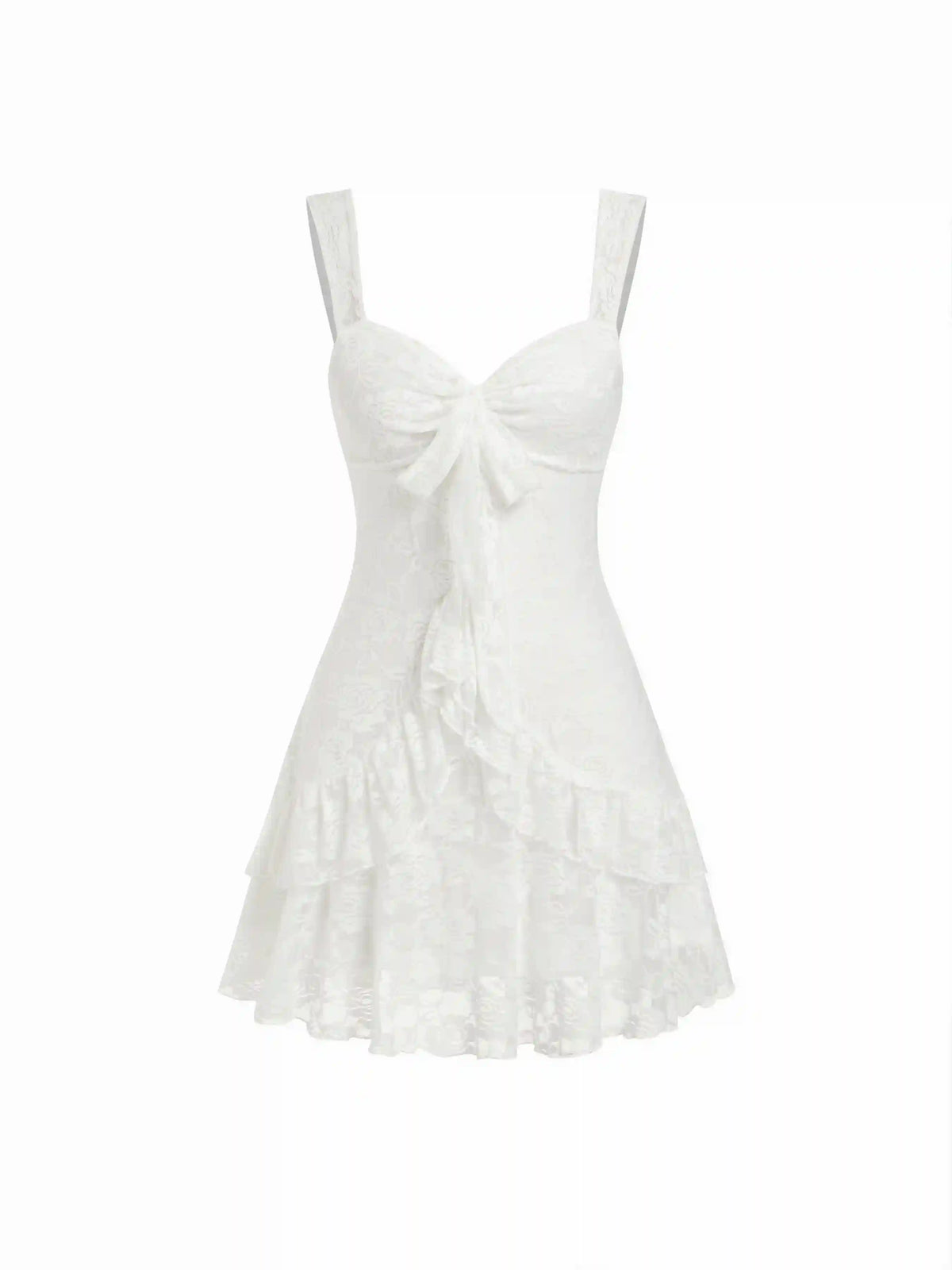 Lace Floral Sweetheart Tiered Mini Dress