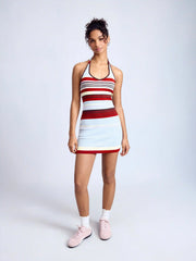 Knit Halter Striped Bobycon Mini Dress