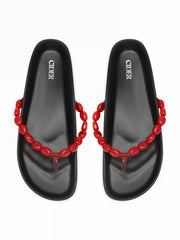 BEADED FLIP-FLOP SLIPPERS