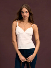 Cotton V-neck Lace Trim Cami Top