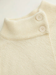 Knit Asymmetrical Neck Button Split Short Sleeve Top