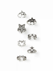 7 PCS ENGRAVED STAR RINGS SE
