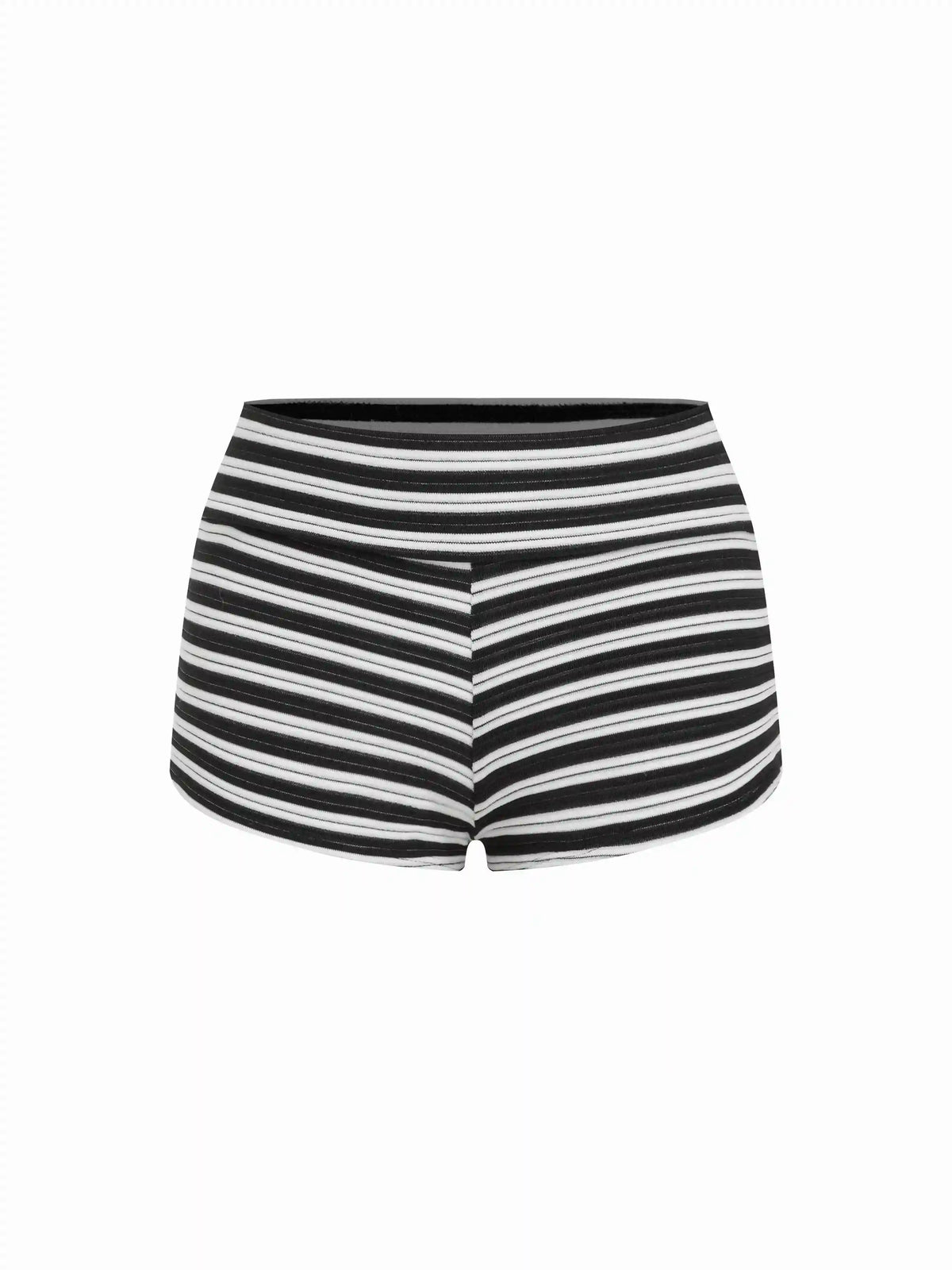 Collarless Stripe Bracelet Shorts Cover Up