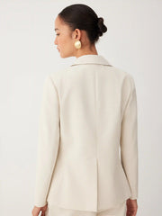 Linen-blend Notched Collar Regular Fit Blazer