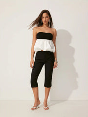 Mid Rise Solid Legging Capri Pants