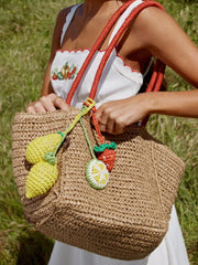 TWO-TONE STRAW TOTE BAG