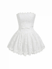 Lace Strapless Bowknot Flared Mini dress