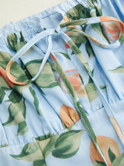 Fruit Print Ruched Knotted Square Neckline A-line Mini Dress Curve & Plus
