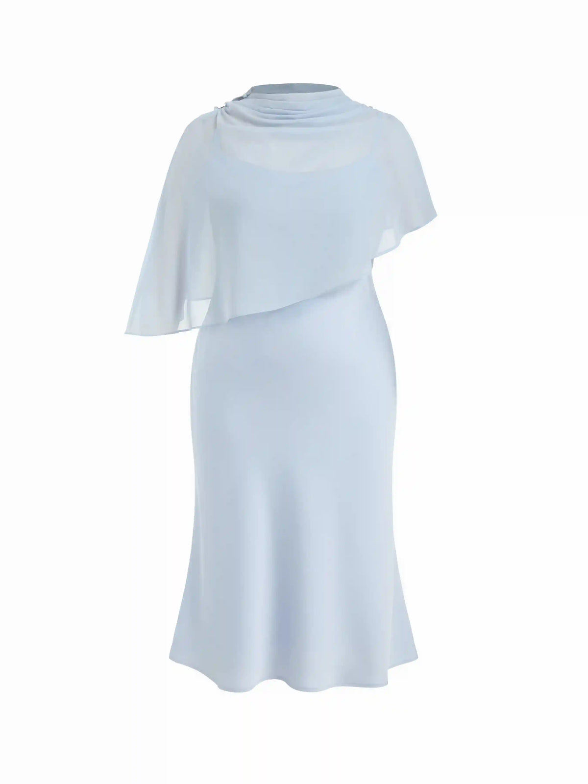 Satin High Neck Cape Sleeve Maxi Dress Curve & Plus