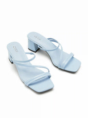 STRAP SQUARE TOE CHUNKY HEEL SANDALS