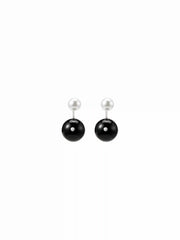 POLKA DOT & FAUX PEARL STUD EARRINGS