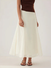 Chiffon Mid Rise Draped A-line Maxi Skirt