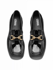BUCKLE CHUNKY HEEL LOAFERS