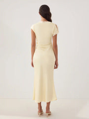 Satin Lace Trim Split Mermaid Maxi Dress