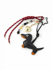 DOG & HEART & BEADED KEYCHAIN