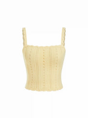 Knit Pointelle Square Neckline Cami Top