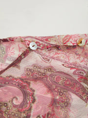 Chiffon Paisley Graphic Boat Neck Oversized Cape Top