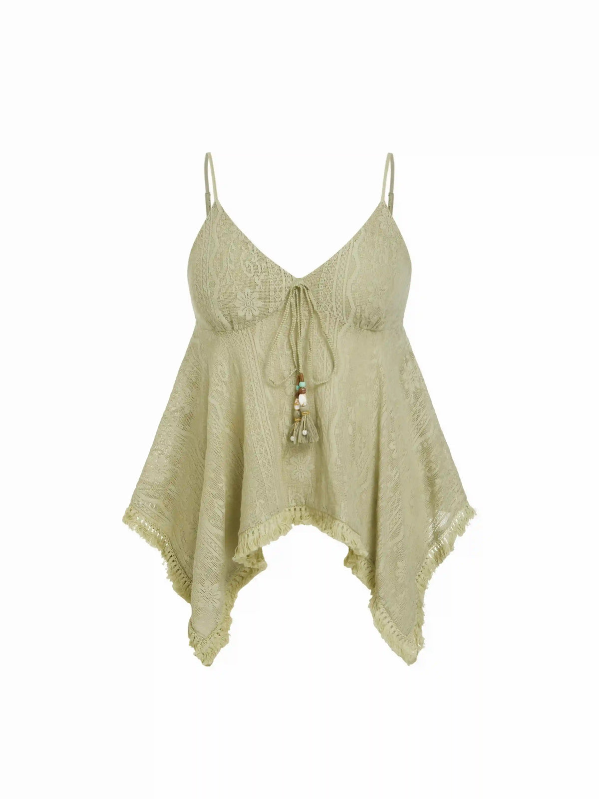 Jacquard Sweetheart Tie-front Hanky Hem Cami Top Curve & Plus