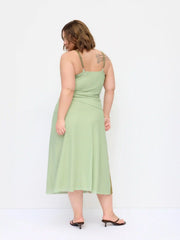 Mesh Floral Wrap Cami Top & Mid Rise A-line Maxi Skirt Set Curve & Plus
