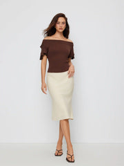 Linen-blend Mid Rise Mermaid Midi Skirt
