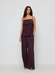 Square Neck Oversized Cami Top & Mid Rise Wide Leg Trousers Set