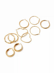 5 PAIRS HEART & CIRCLE HOOP EARRINGS SET