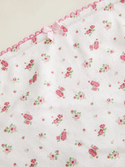 Cotton Pointelle Ditsy Floral Ruched Bowknot Crop Bandeau Top