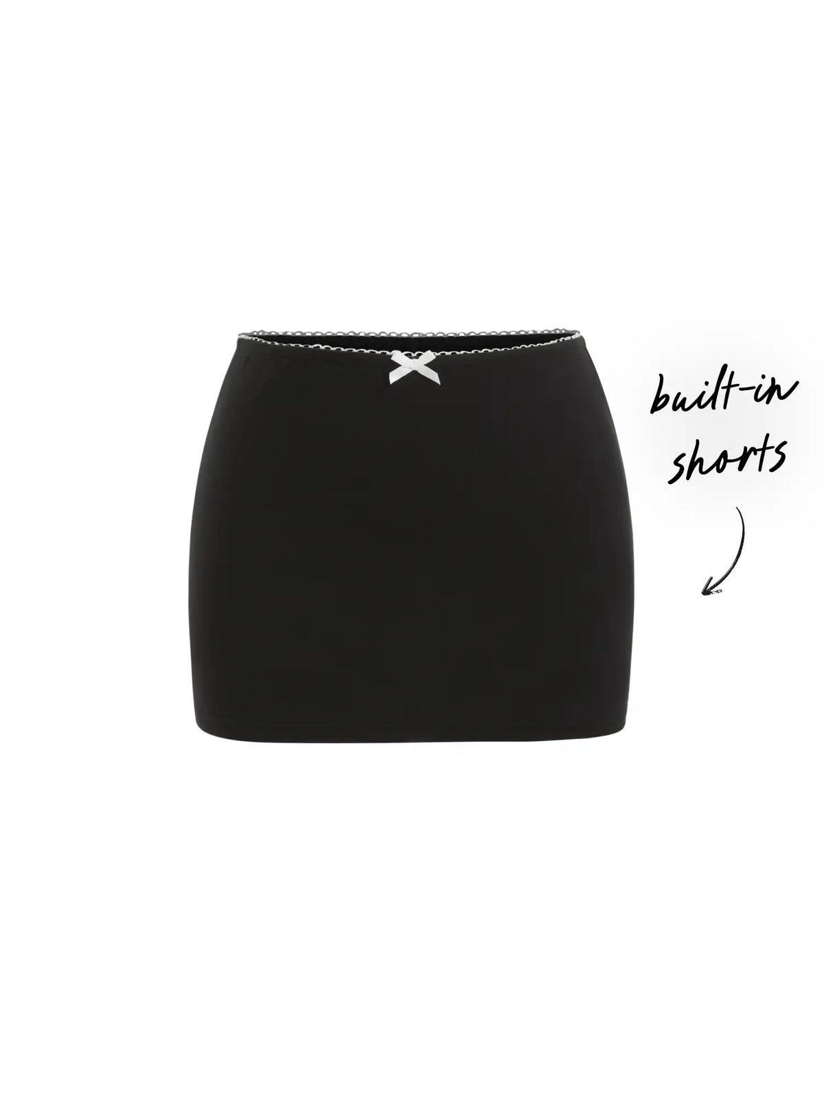 Cotton-blend Low Rise Bowknot Bodycon Mini Skirt