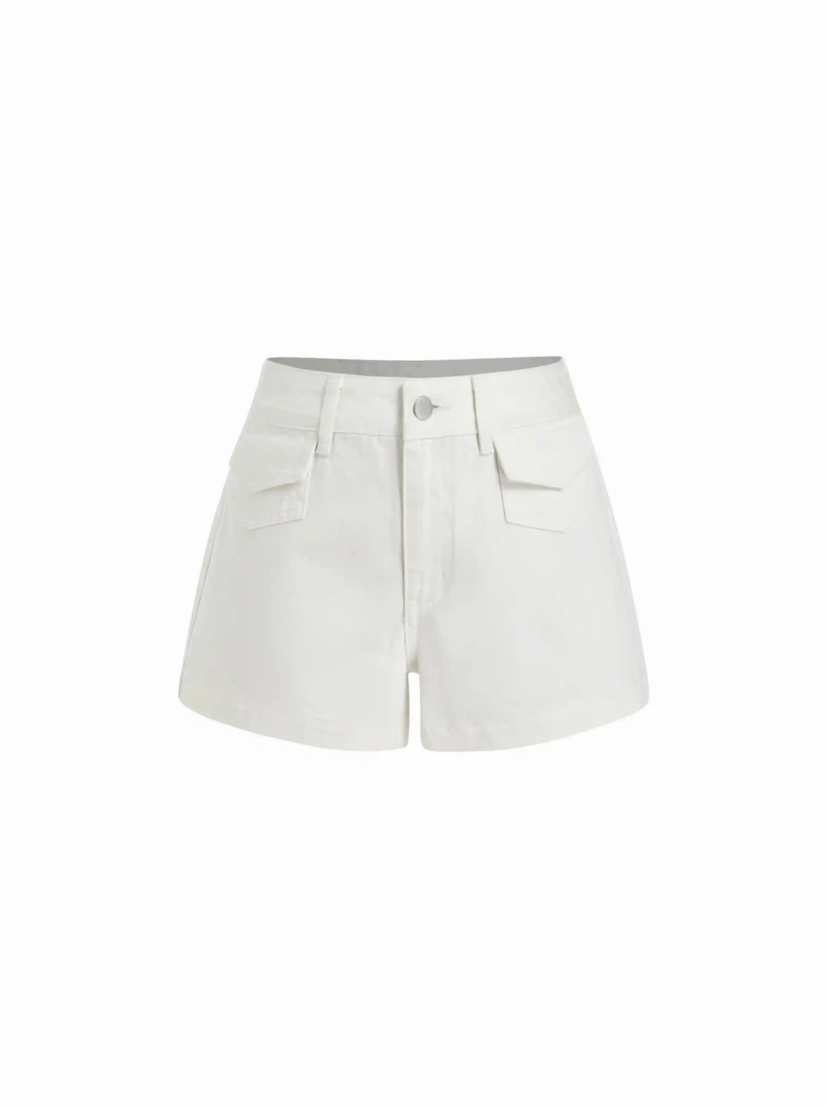 Denim Mid Rise Metal Detail Pocket Shorts