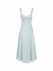 Satin Sculptural Sweetheart Neck High Rise Lace-up Mermaid Maxi Dress