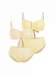 Reversible V-neck Floral & Polka Dot Ruched Bracelet Bikini Set Curve & Plus