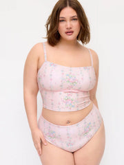 Fruit & Gingham Square Neck Bowknot Bandeau Bikini Set Curve & Plus
